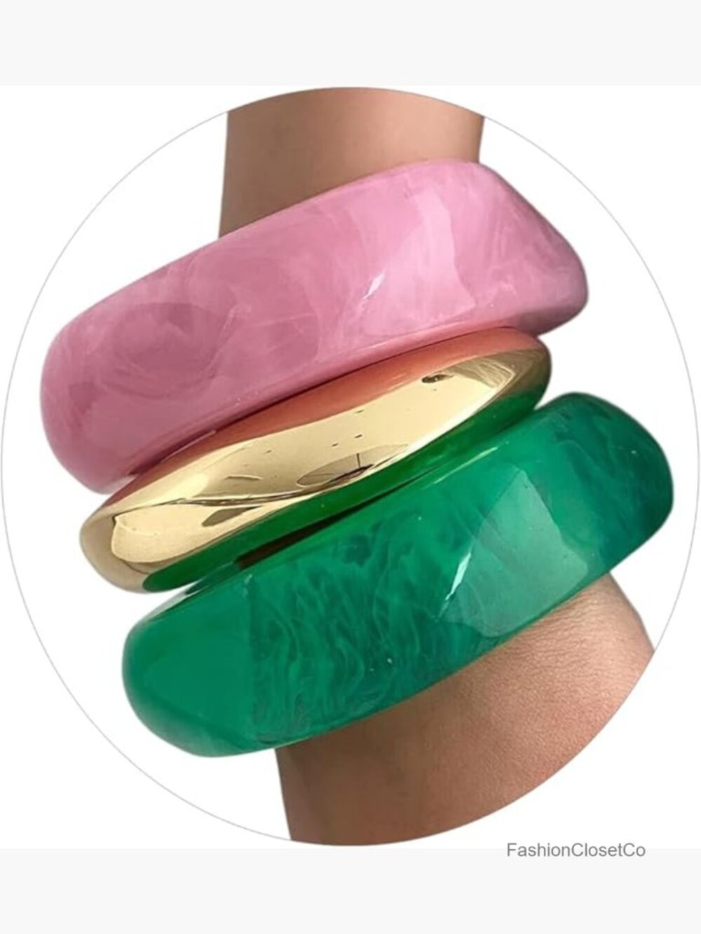 Chunky Resin Bangle Bracelet Set Geometric Acrylic Cuff Stackable